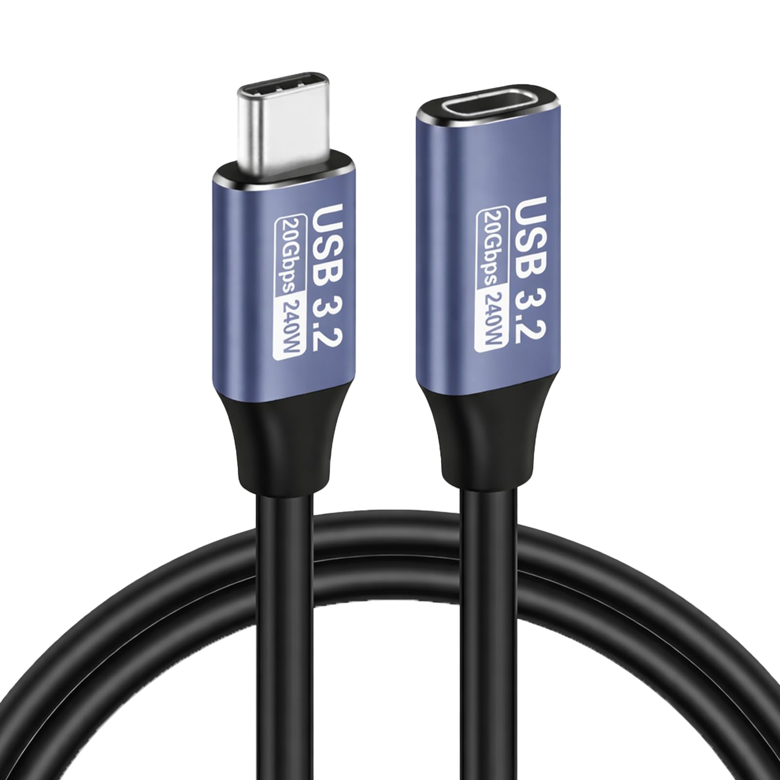 Leloco USB C Verlängerungskabel 1M, Typ C3.2 Stecker auf Buchse Verlängerung Kabel, Unterstützt 240W 20Gbps und 4K@60Hz Kompatibel mit iPhone 16/15, M3 MacBook Pro/Air, iPad Air 2024 usw