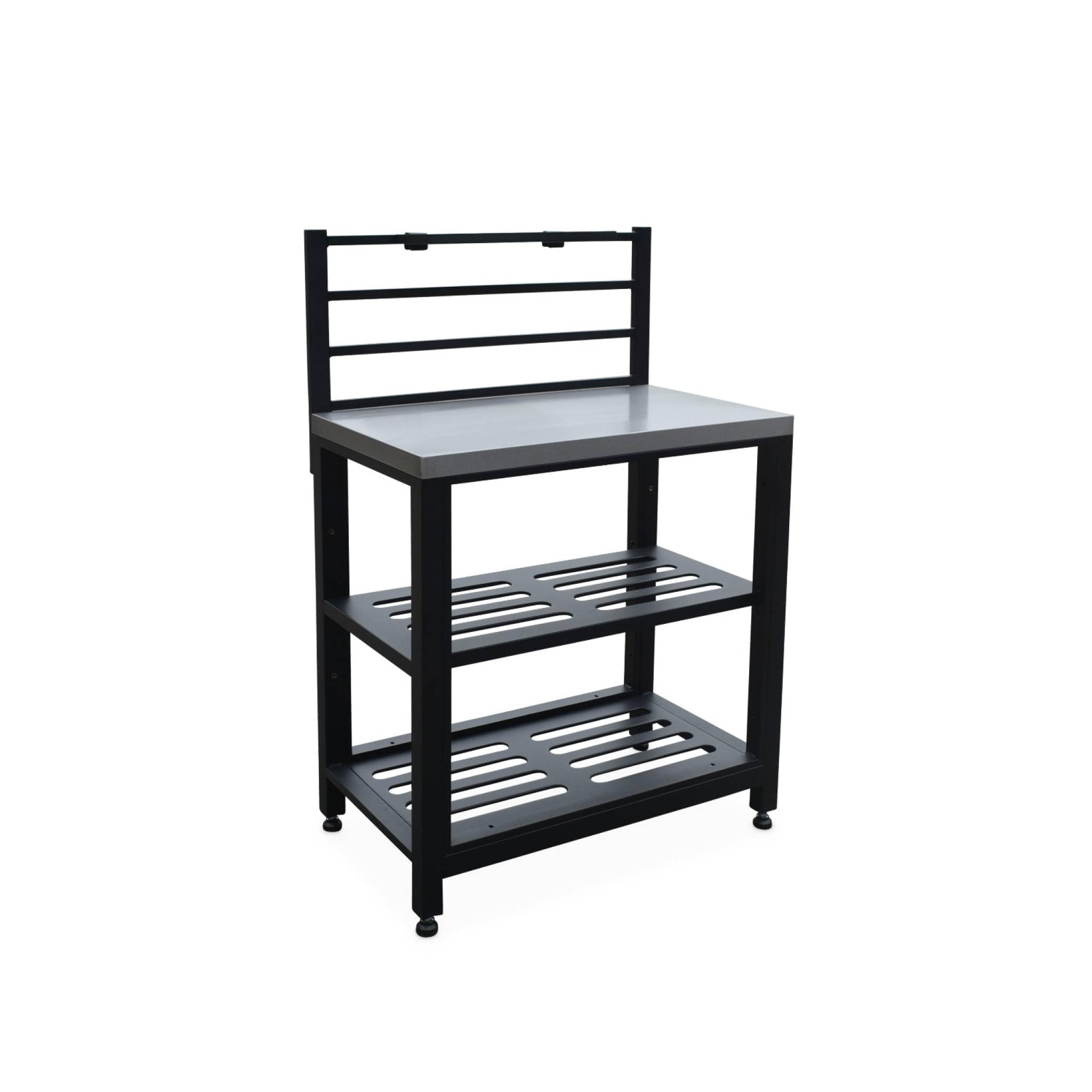 Modulo cucina da esterno in acciaio 2 ripiani, 80cm Nero - 48x80x124 cm