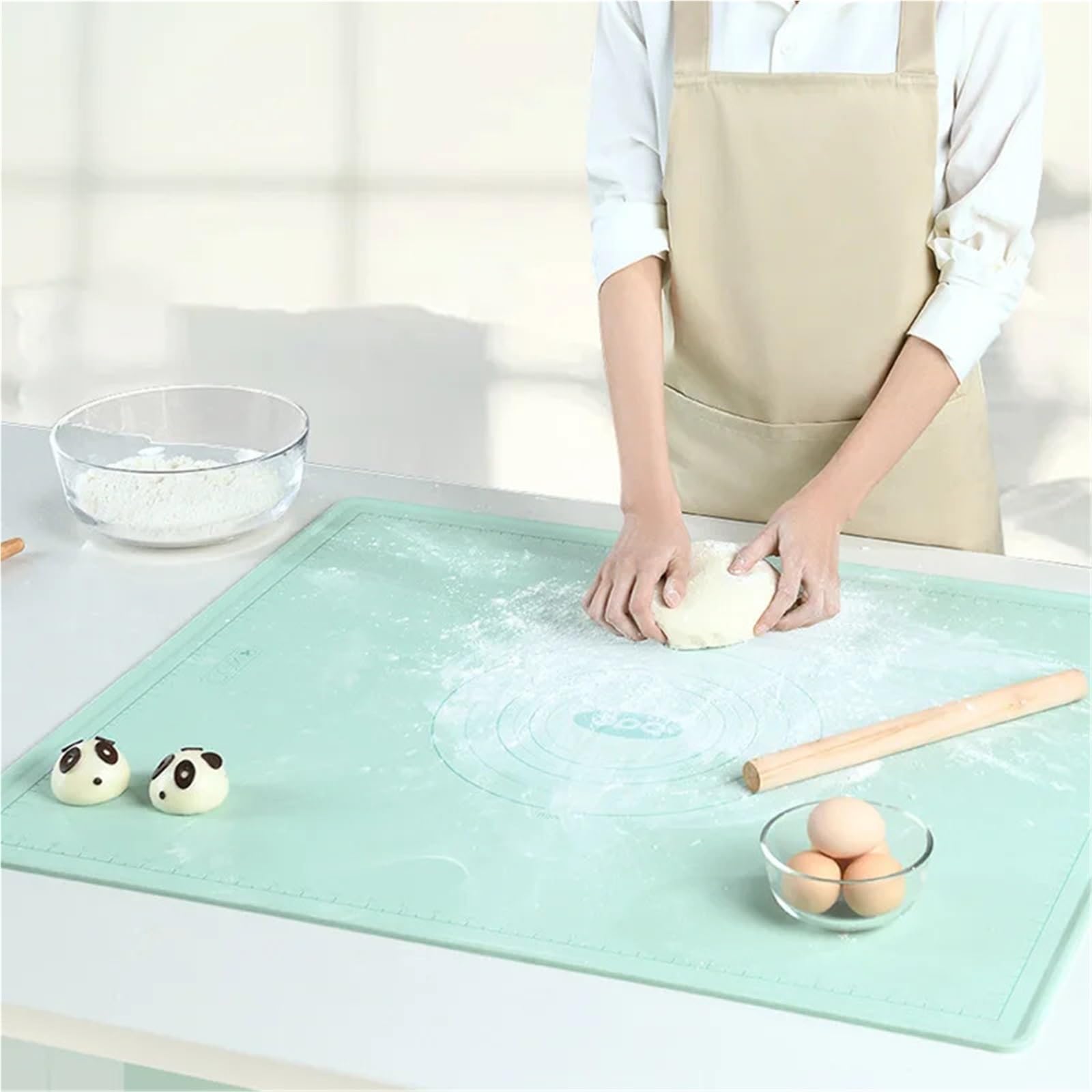Tapetes para hornear Tapete de silicona for amasar masas, ideal for preparar dumplings, fideos, tartas y pasteles. Antideslizante. Accesorios cocina(45x65cm)