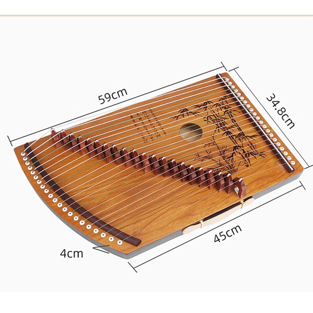 21-saitige kleine Guzheng, Paulownia-Holzplatte, Sandelholzbrücke, Nylonsaiten, 59 x 34,8 x 4 cm, geeignet für Anfänger