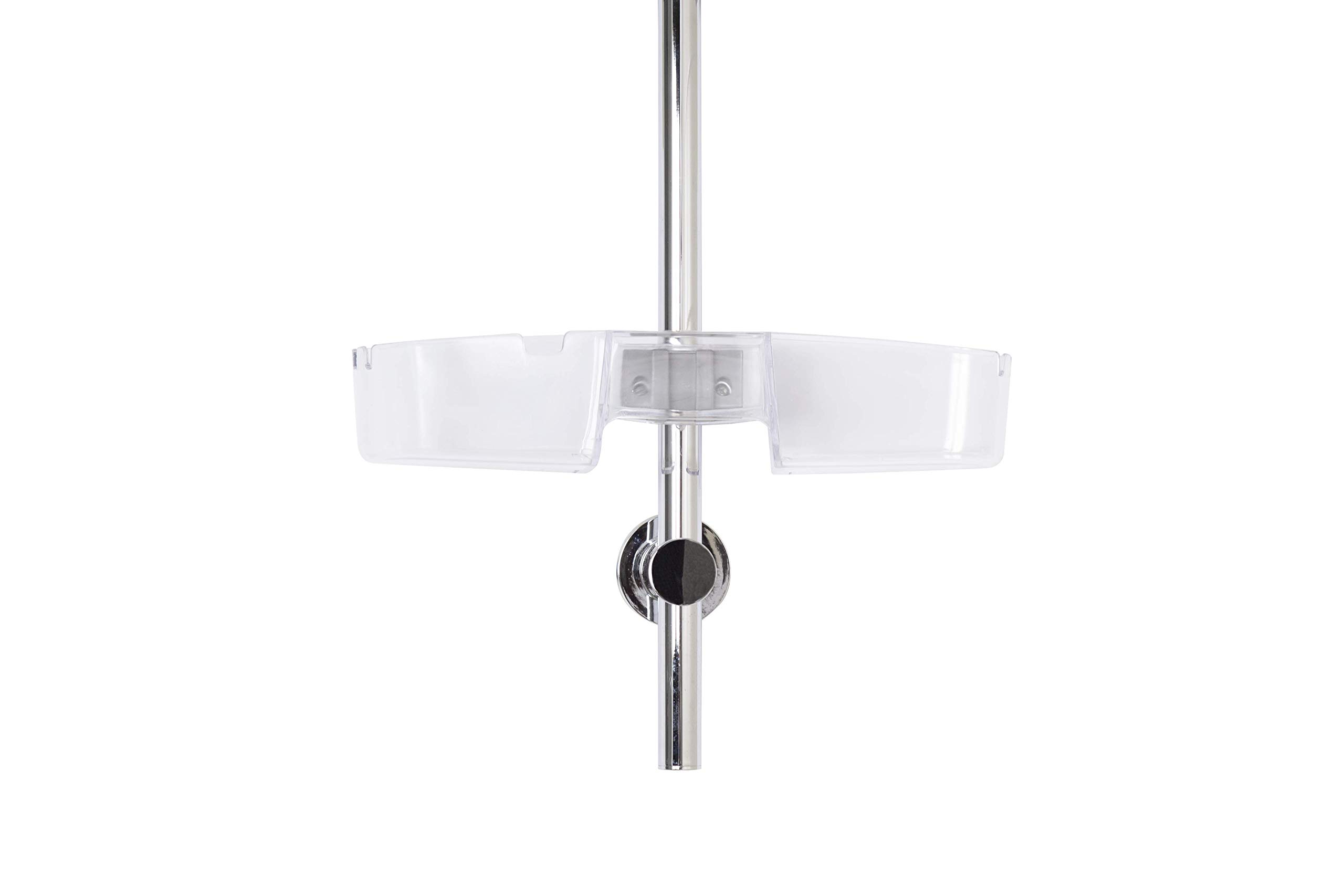 Croydex Riser Rail Caddy, Clear Plastic Bathroom Accessory, Adjustable, Easy-to-Install Storage No Drilling Required, 6.5x33x12cm, Max Load 4kg, No Fixings Required
