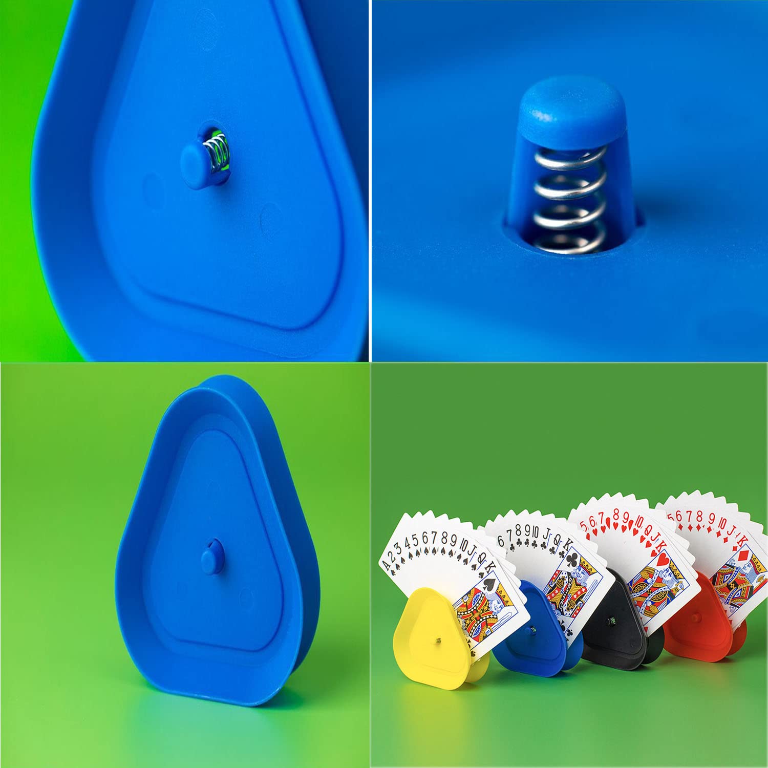 4er Set Kartenhalter Für Kinder & Senioren - Dreieckige Spielkartenständer Bunt