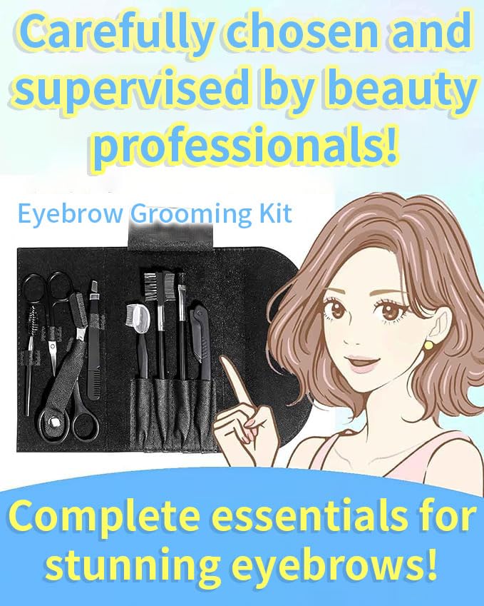 [Co-Developed by Beauty Professionals] Eyebrow Scissors Eyebrow Cut Hair Removal Set Ladies Men's Brand: FINEON (Black)