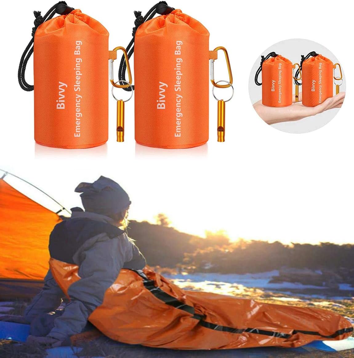 Torix Emergency Sleeping Bags Survival Rescue Blanket Ultralight Waterproof Sleeping Bag Multi-Purpose Survival Gear for Camping Hiking Traveling Outdoor Survival Gear Wild Adventure Activities