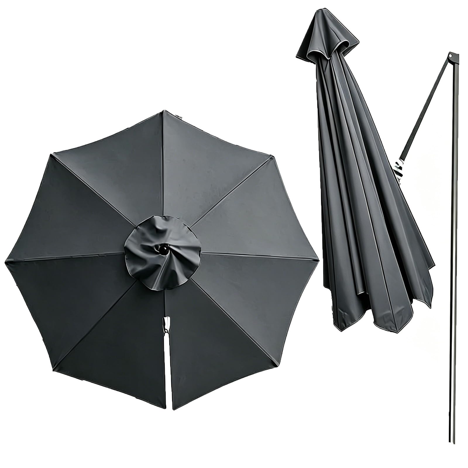 8 Rib Offset Cantilever Replacement Canopy – Round UV Resistant Top for Patio, Yard or Pool Parasol Frame(Gray,350cm/11.5ft)