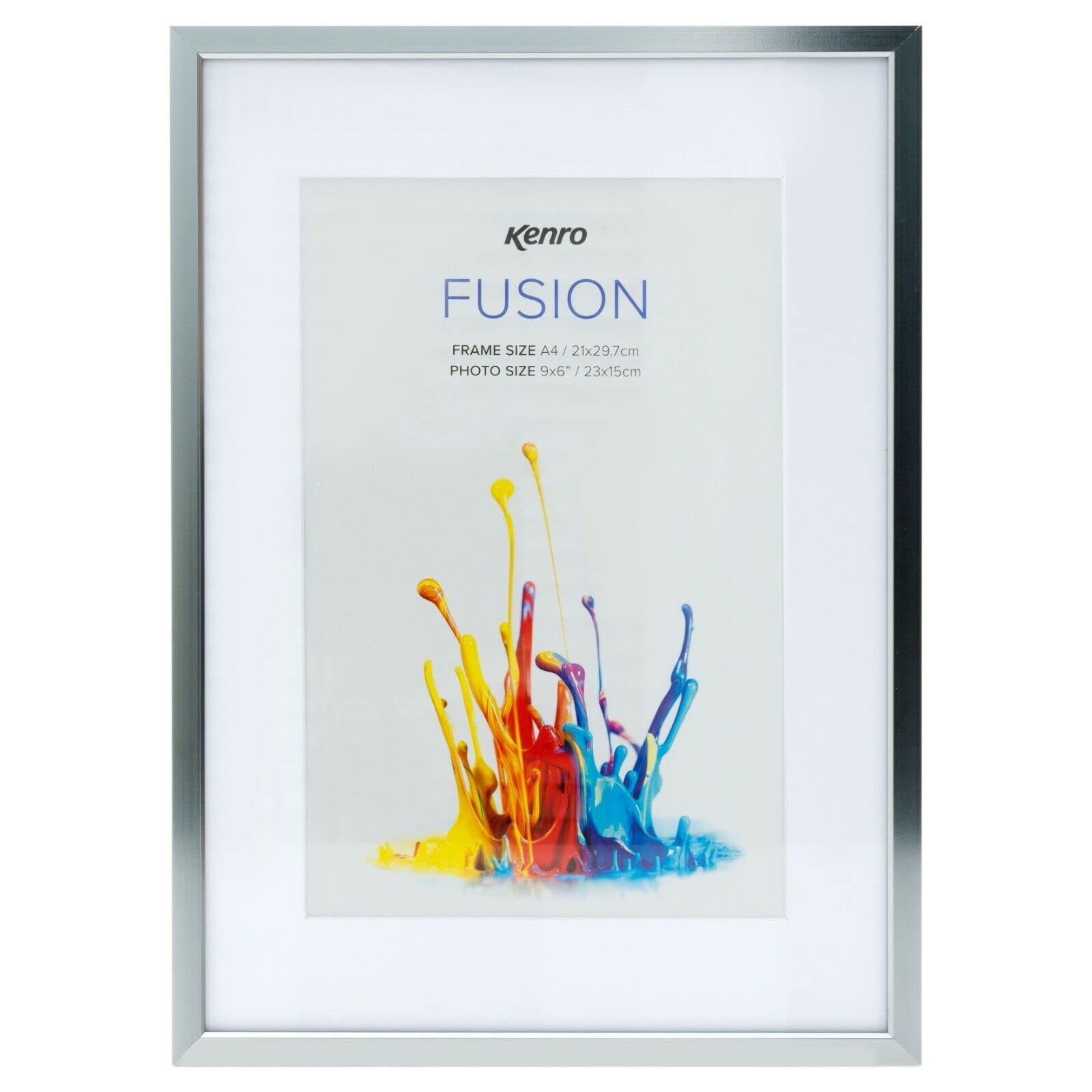 Kenro White Box Of 2 Fusion Series Graphite Metal Photo Frame A4 / 21X29.7cm With Picture Mat For Photo 9X6 Inch / 23X15cm - Fnc2315gy