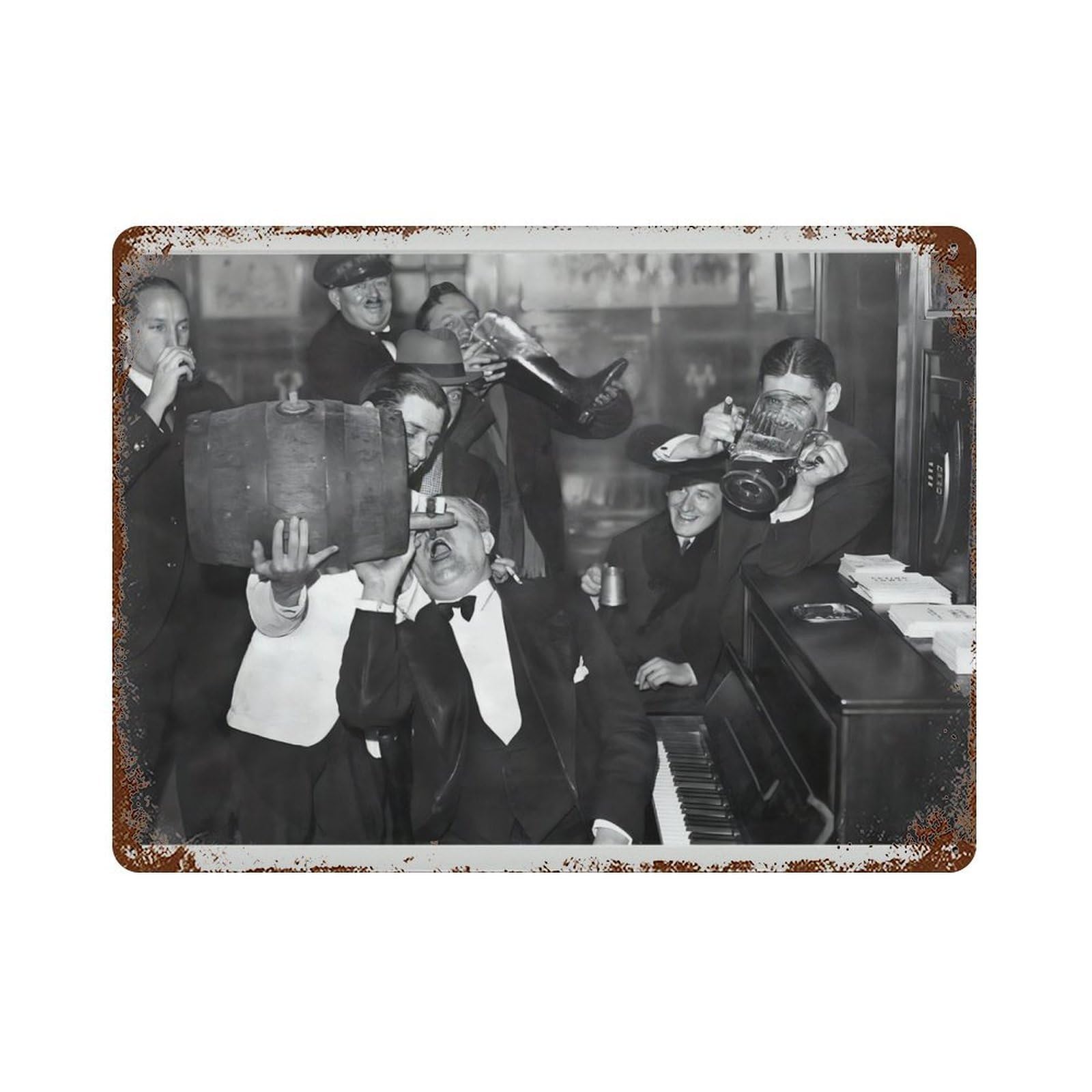 xiaoxiaoshen Vintage Prohibition Era Py Black And White Photography Poster Speakeasy Wall Decor Art Metal Tin Poster Modern Home Decor Art Home Bar Shop Decorations Vintage Sign 30x40cm