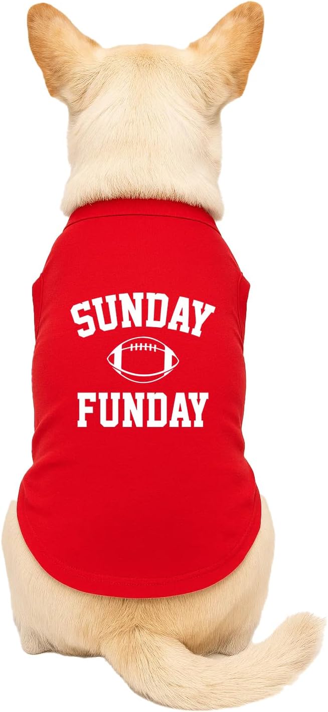Sunday Funday Dog Tee Shirt | Sleeveless Breeds | Football | Sport Fan |Red, Medium 9
