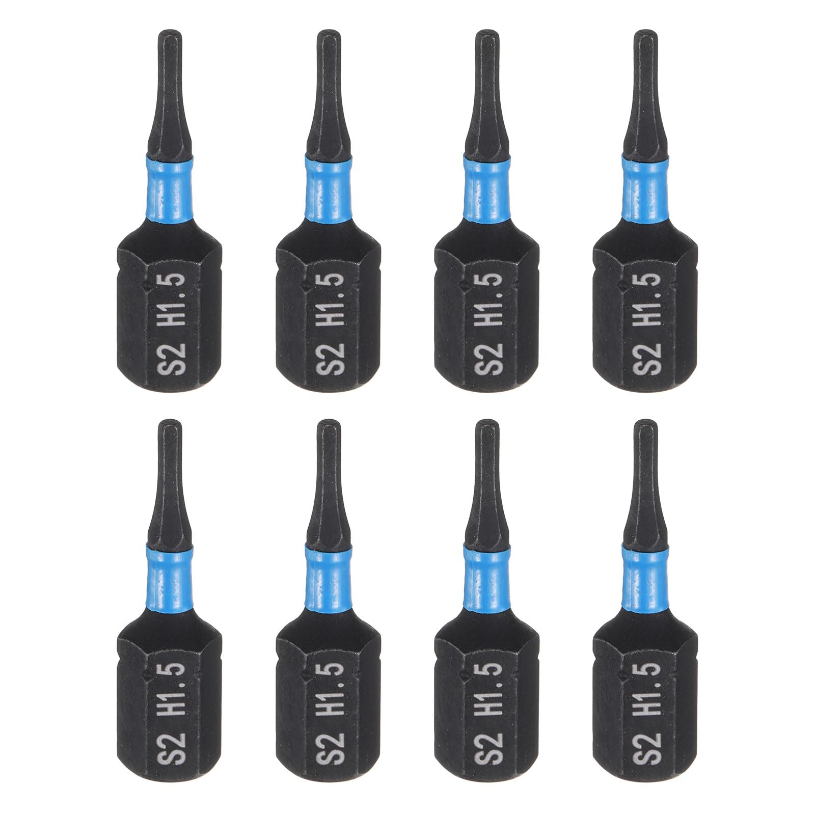 sourcing map 8pcs H1.5 Hex Screwdriver Bit 1/4" Hex Shank 25mm/1" Length Magnetic Hexagon Head Hex Bits S2 Steel Screw Driver Bit Industrial Grade Electric Drill Bits