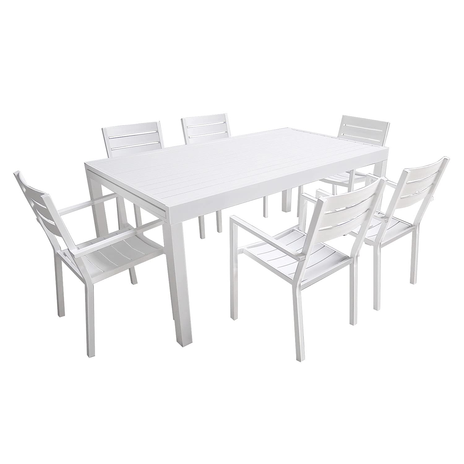 Conjunto de jardín extensible VENEZIA 180/300 en aluminio 10 plazas blanco