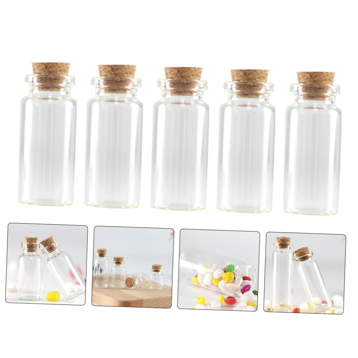 Toyvian 100 Stück Kleine Transparente Glasflaschen mit Holzkorken 3 Ml Aufbewahrungsflaschen für Selbstgemacht Schmuckfläschchen Geschenkbehälter Umweltfreundliches Material
