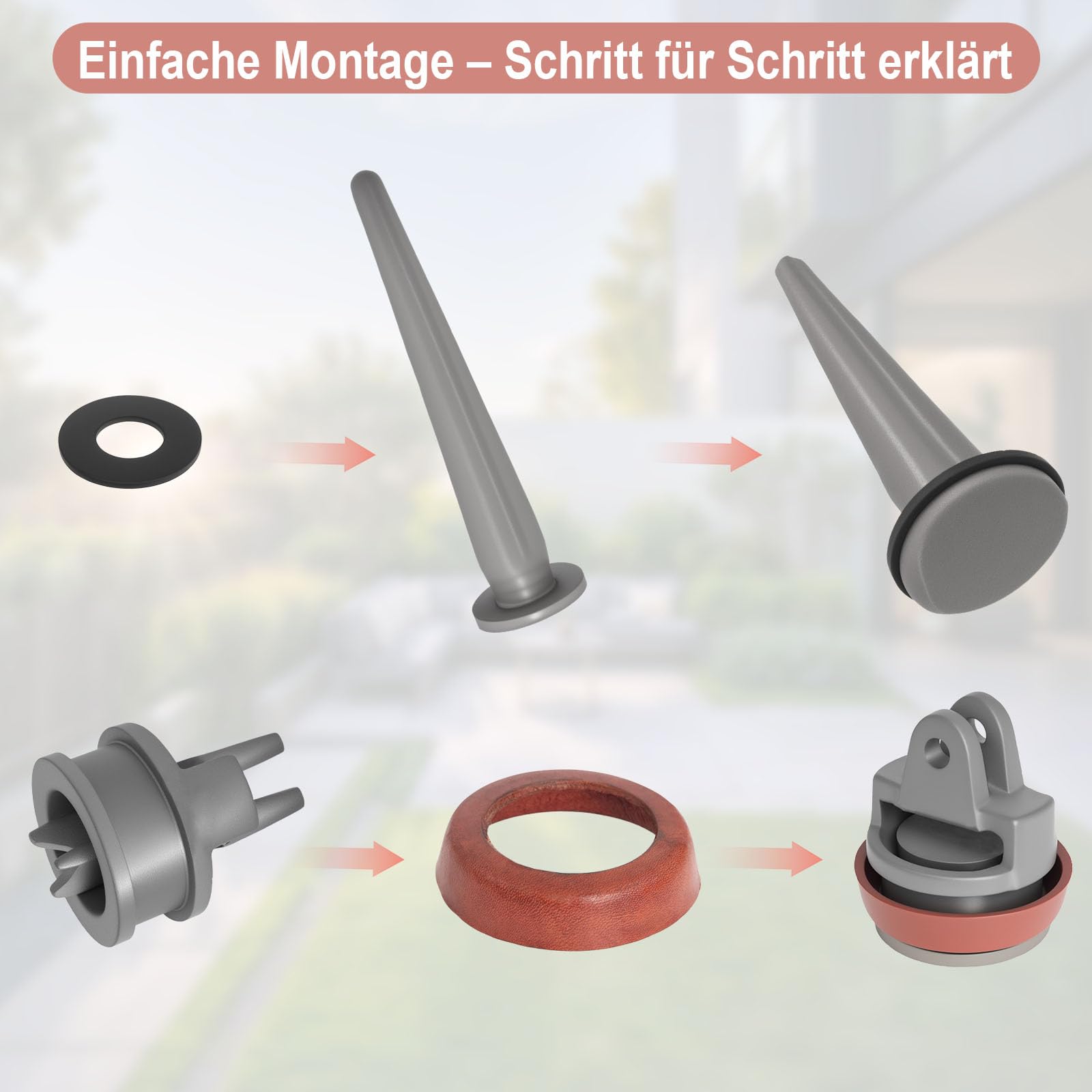 Schwengelpumpe Typ 75 Kompatible Ersatzteile – Kolben, Ledermanschette, Dichtungsringe, Nasenstechventil und Bolzen – Ersatzteile für Handpumpe, Wasserpumpe und Gartenpumpe