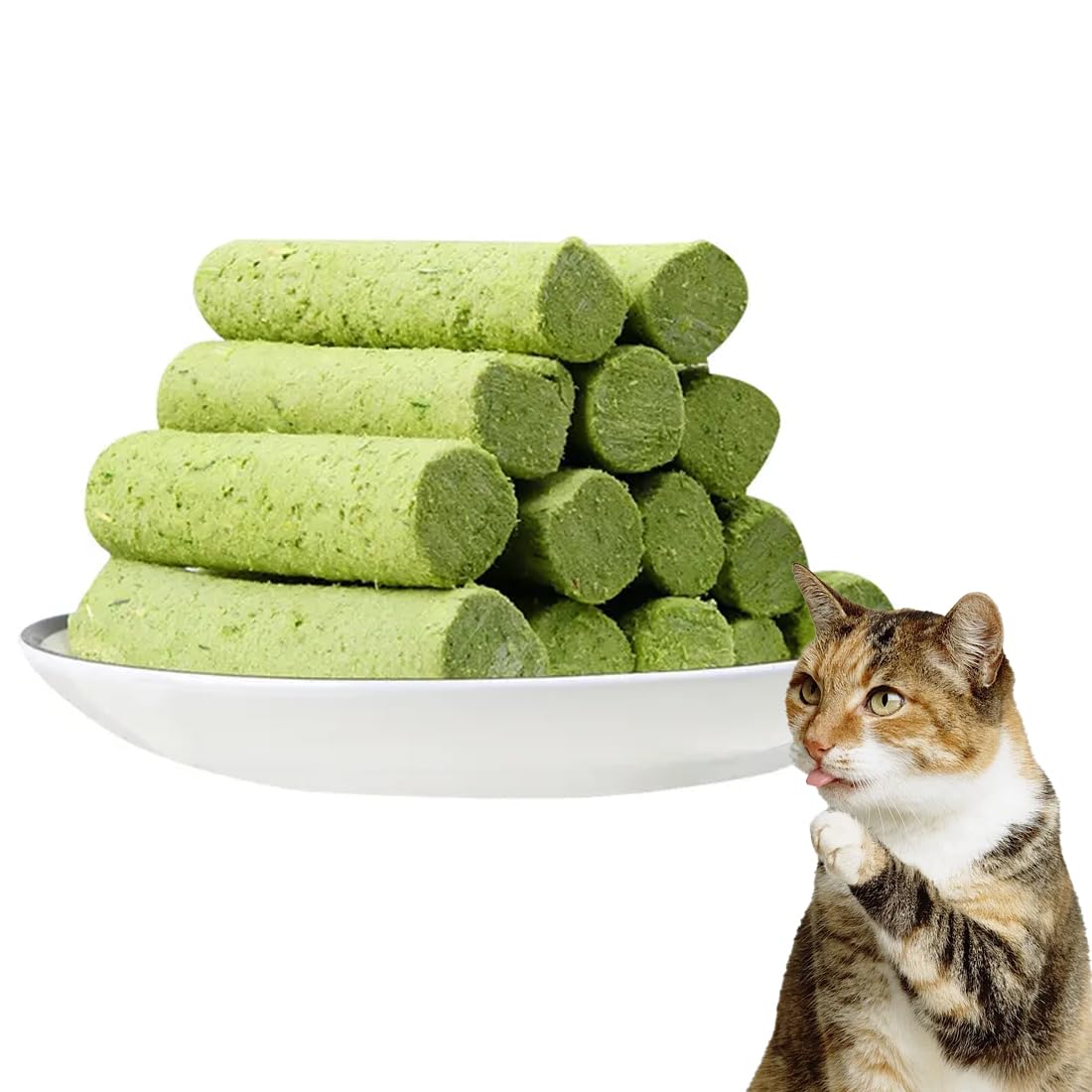 10 Pcs Collations pour Chats Herbe à Chat 50g Snack pour Chat Lyophilisé pour Le Nettoyage des Dents