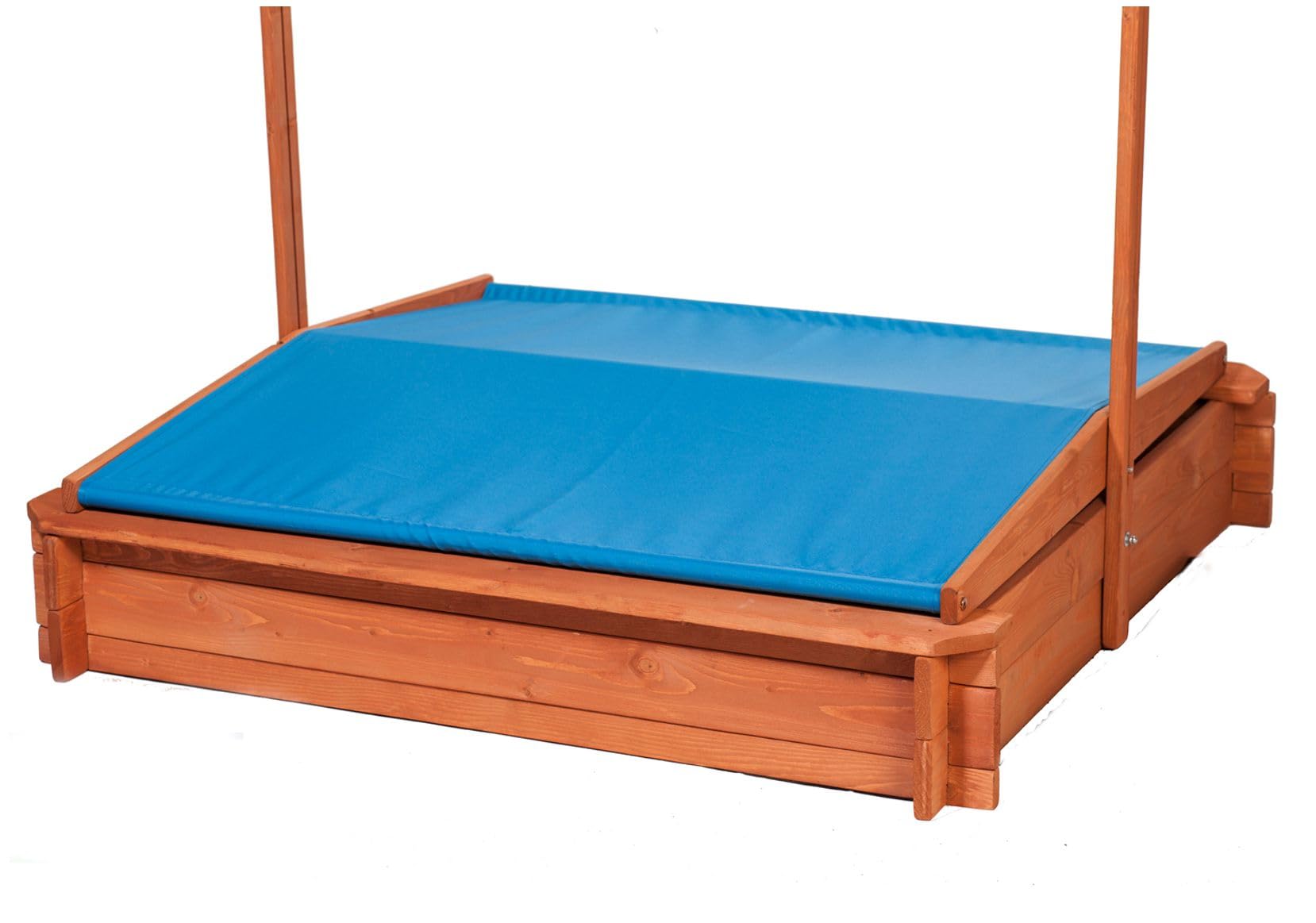 Sandkasten mit wasserdichtem Dach 120x120x120cm Naturholz Fichtenholz UV-Schutz + weiche Sitzkissen, Kantenschutz Vliesboden Sandspielzeug für Kinder (Rosa)