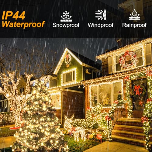 Tacobey LED Lichterkette Weihnachtsbaum Außen Innen mit Fernbedienung, 20M 200 LED Weihnachtsbeleuchtung Außen Strombetrieben, Timer, 8 Modi, Wasserdicht Weihnachten Deko Lichterkette Warmweiß