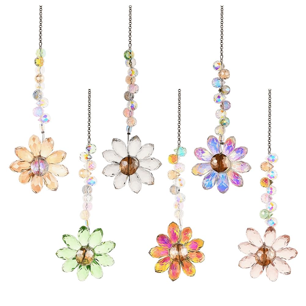 JSCARLIFE 6PCS Crystal Suncatcher Hanging Ornament