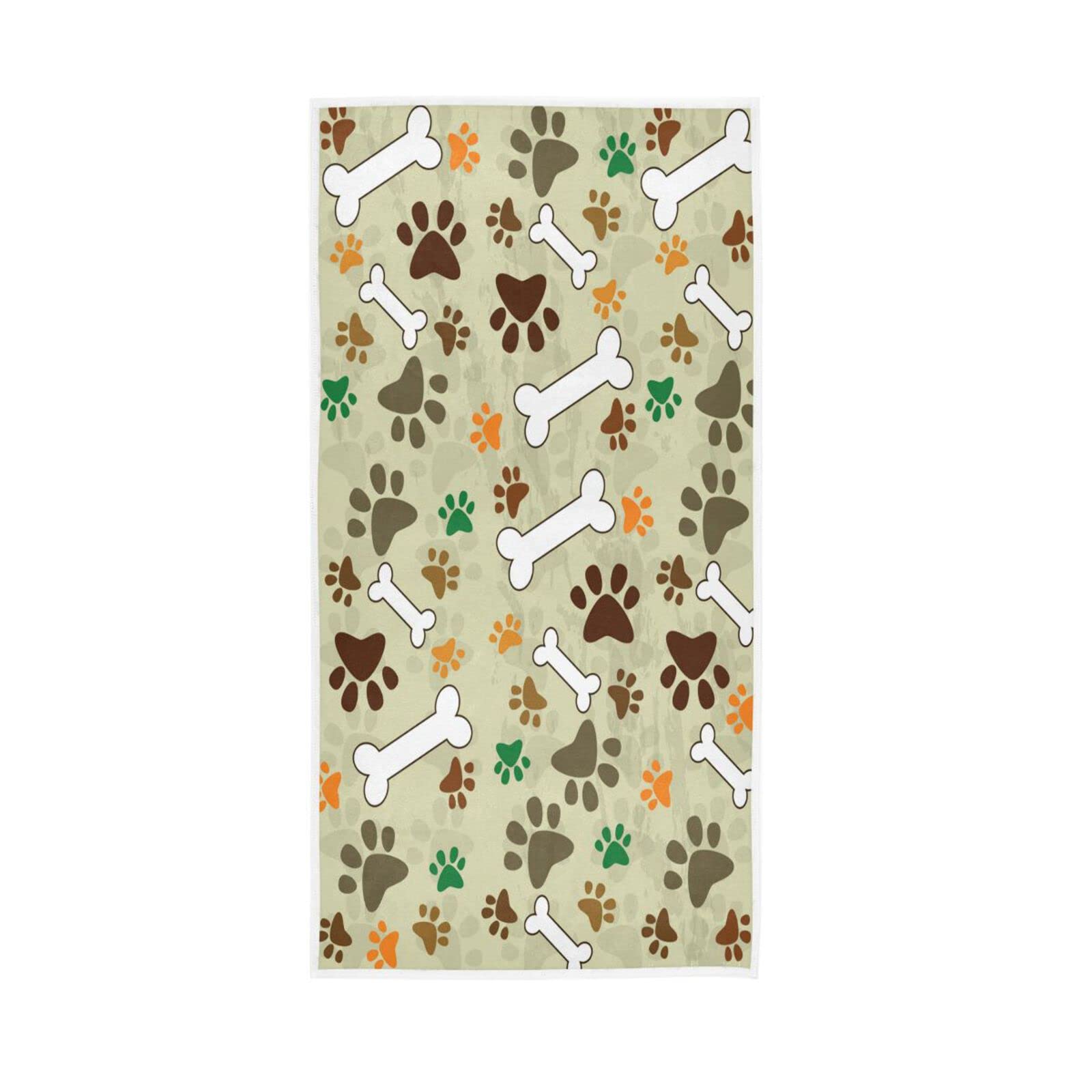 LSRCPD Hand Towels Dog Paw Print Bones Decor Fingertip Soft Face Towel Absorbent Bathroom Kitchen Towels