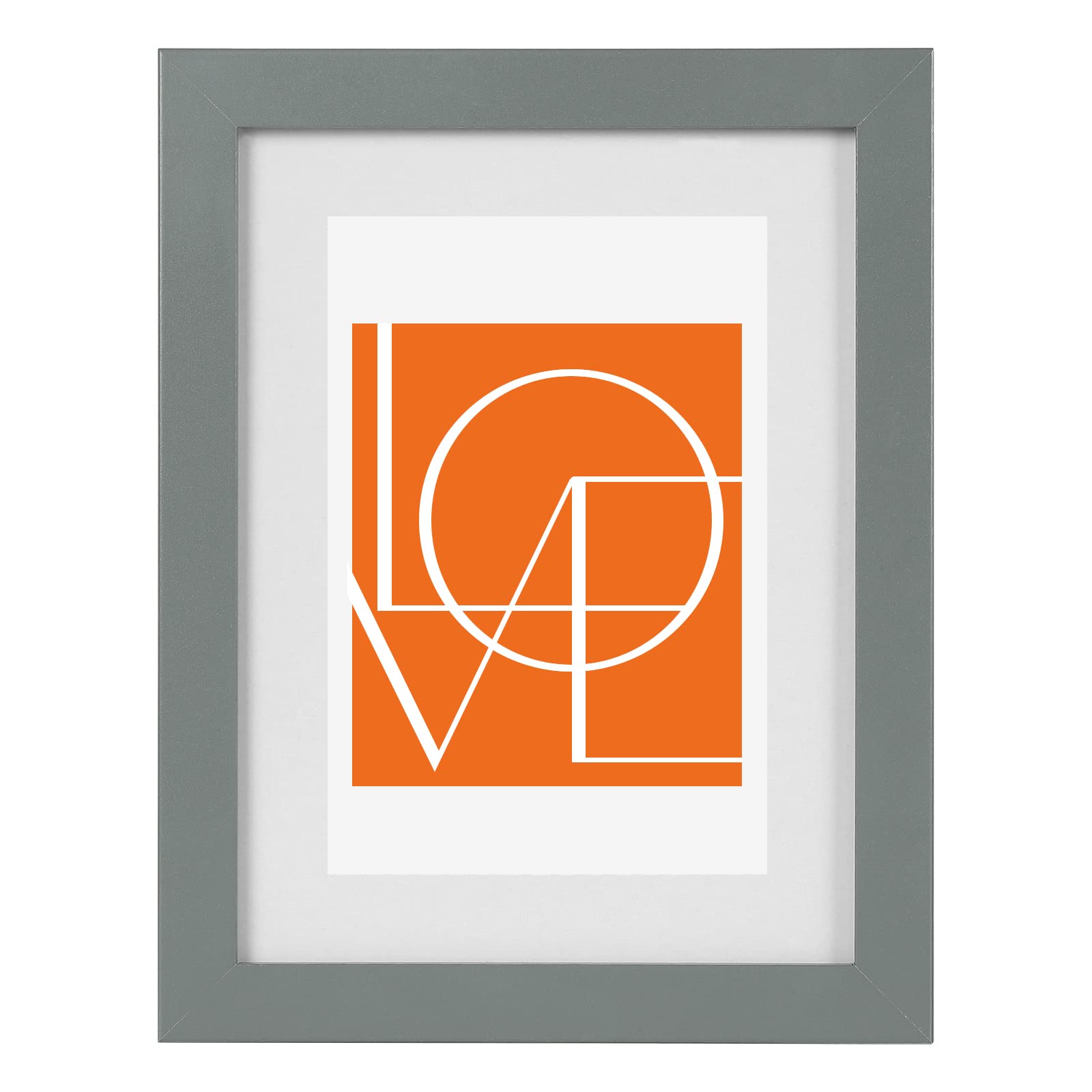 WOLTU Bilderrahmen A4 (21x29,7 cm) Grau, MDF-Holz Fotorahmen mit Passepartout, bruchsichere PS-Platte zum Aufhängen und Aufstellen, Collage Wanddeko Rahmen