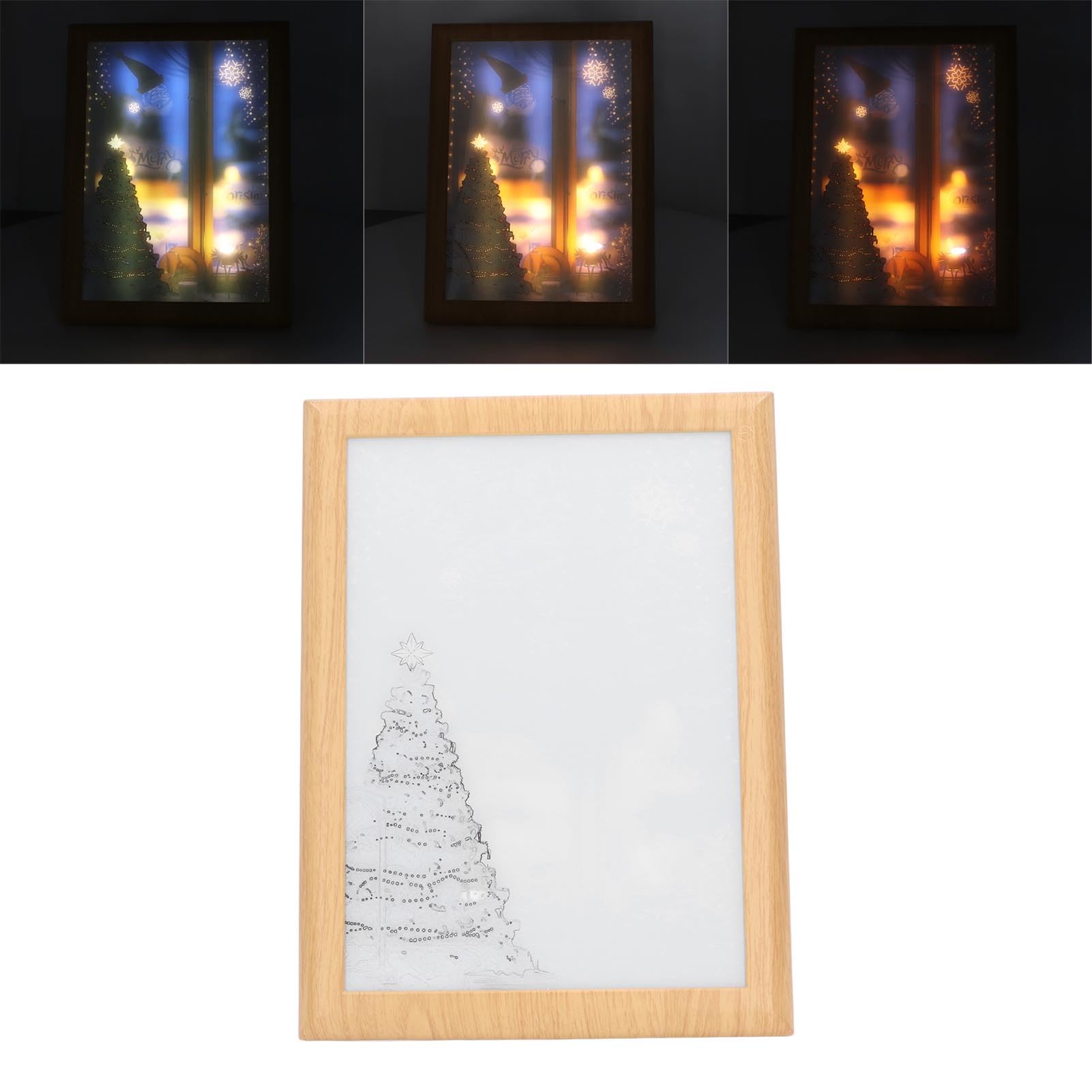 Leuchtendes Gemälde, 3 Farben Leuchtendes Bild aus Holz, LED-beleuchtete Gemälde, Weihnachtliche Beleuchtung, Wandkunst, Nachtlicht-Dekoration Für Zuhause, Schlafzimmer(Weihnachtsbaum)