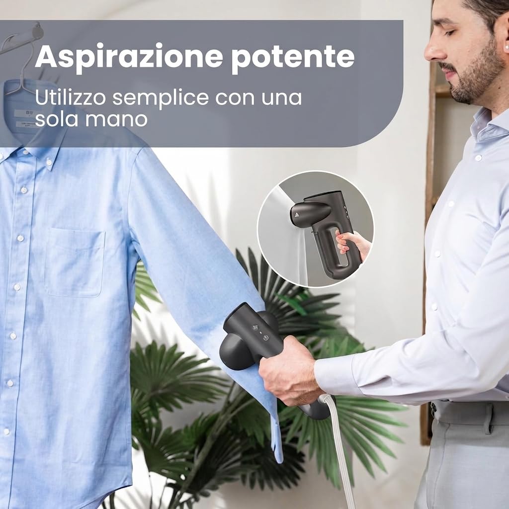 Neakasa Magic 1 Stiratrice Verticale a Vapore da Viaggio, AirIron 2300Pa, Stiro a Una Mano, Pronto da Indossare, Senza Residui d'Acqua, 220-240V (Antracite)
