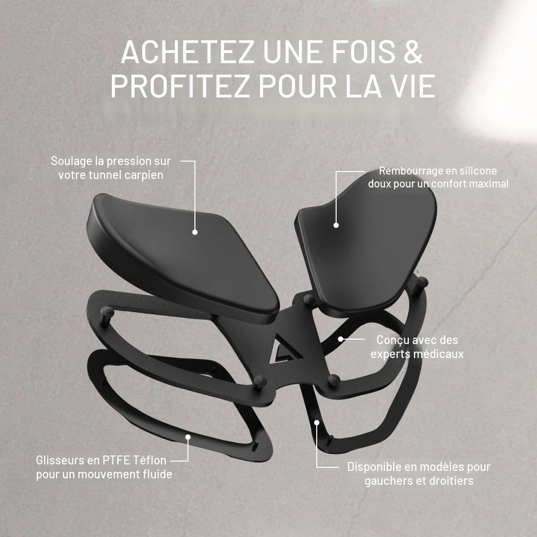 DELTAHUB Carpio 2.0 Repose-poignet ergonomique pour souris pour gaucher, soutien du canal carpien, soulagement de la douleur, anti-fatigue, glisse facilement, élégant, Grand format, noir