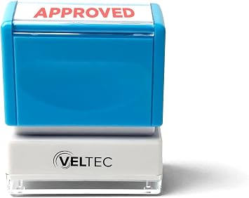 Veltec Premium Pre-Inked Message Stamp, Red Ink (Approved)