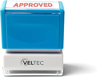 Veltec Premium Pre-Inked Message Stamp, Red Ink (Approved)