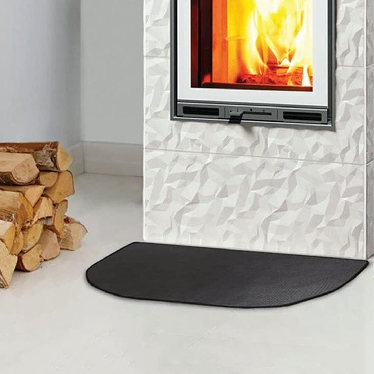 LIZIHAO Fireplace Fire Rug, Hearth Fire Pit Stove Mat, Half