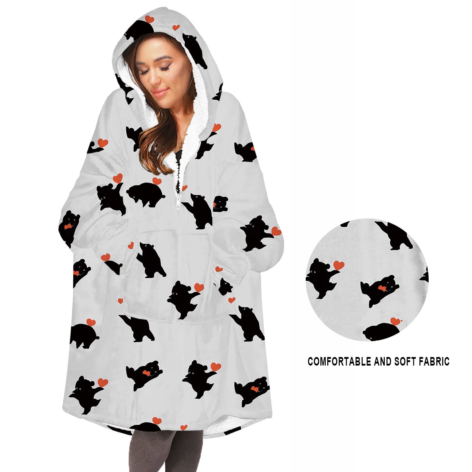 Manta Con Capucha, Manta De Gran Tamaño Con Capucha Y Mangas, Súper Cálida Y Acogedora Manta Para Adultos, Manta Con Capucha Usable Con Bolsillo Frontal Y Cremallera