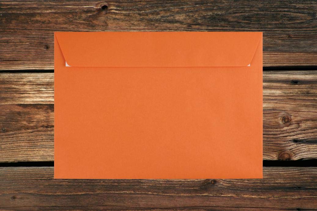 Elco Color Briefumschläge mit Fenster/orange / 229 x 324 mm (C4) / mit Abziehstreifen/Versandtasche/haftklebend / 250 Stück