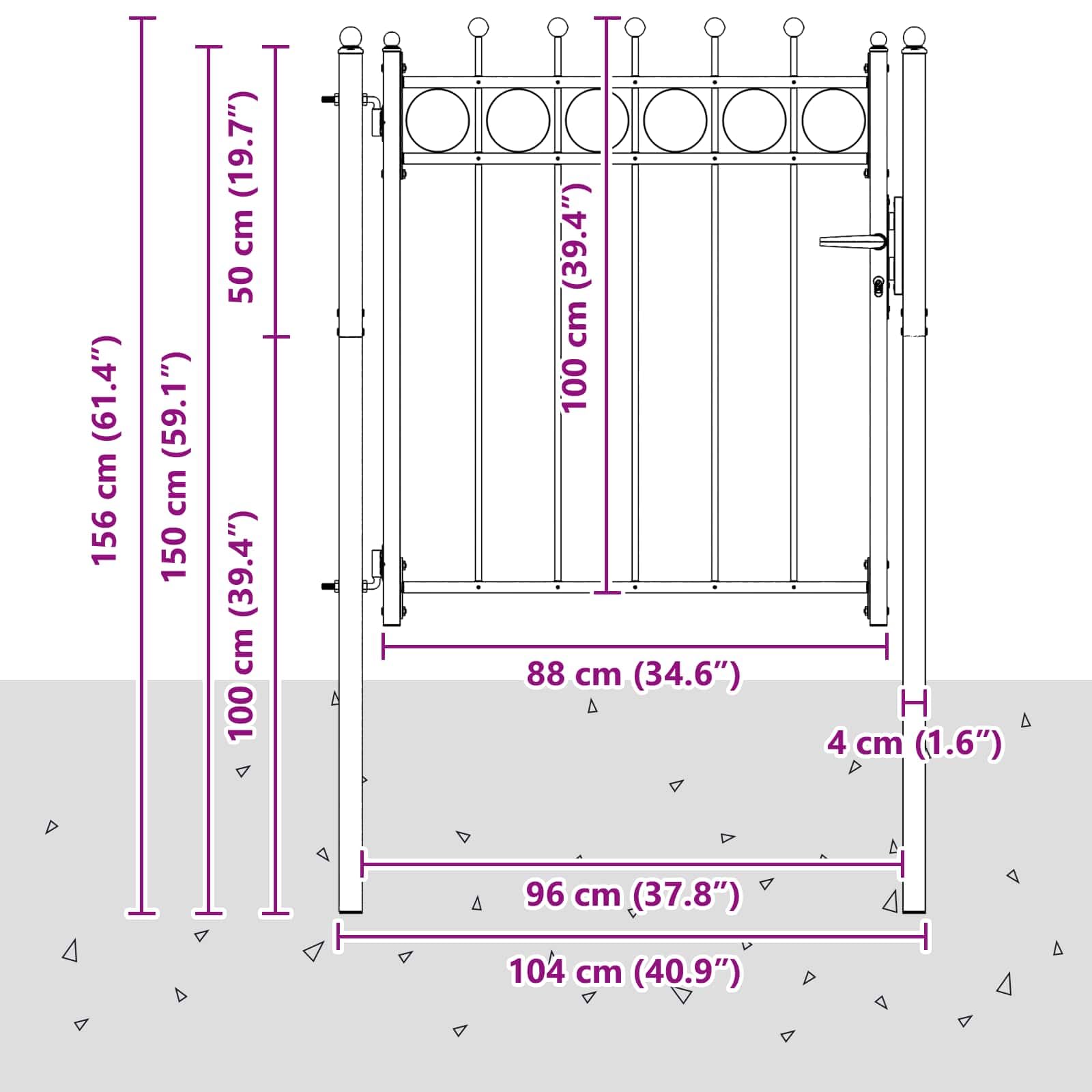 vidaXL Cancello per recinzione HORST 100 x 100 cm Metallo Nero, Cancello moderno, sicuro per entrata, barriera esterna per vialetti, accesso giardino, protezione recinto, metallo