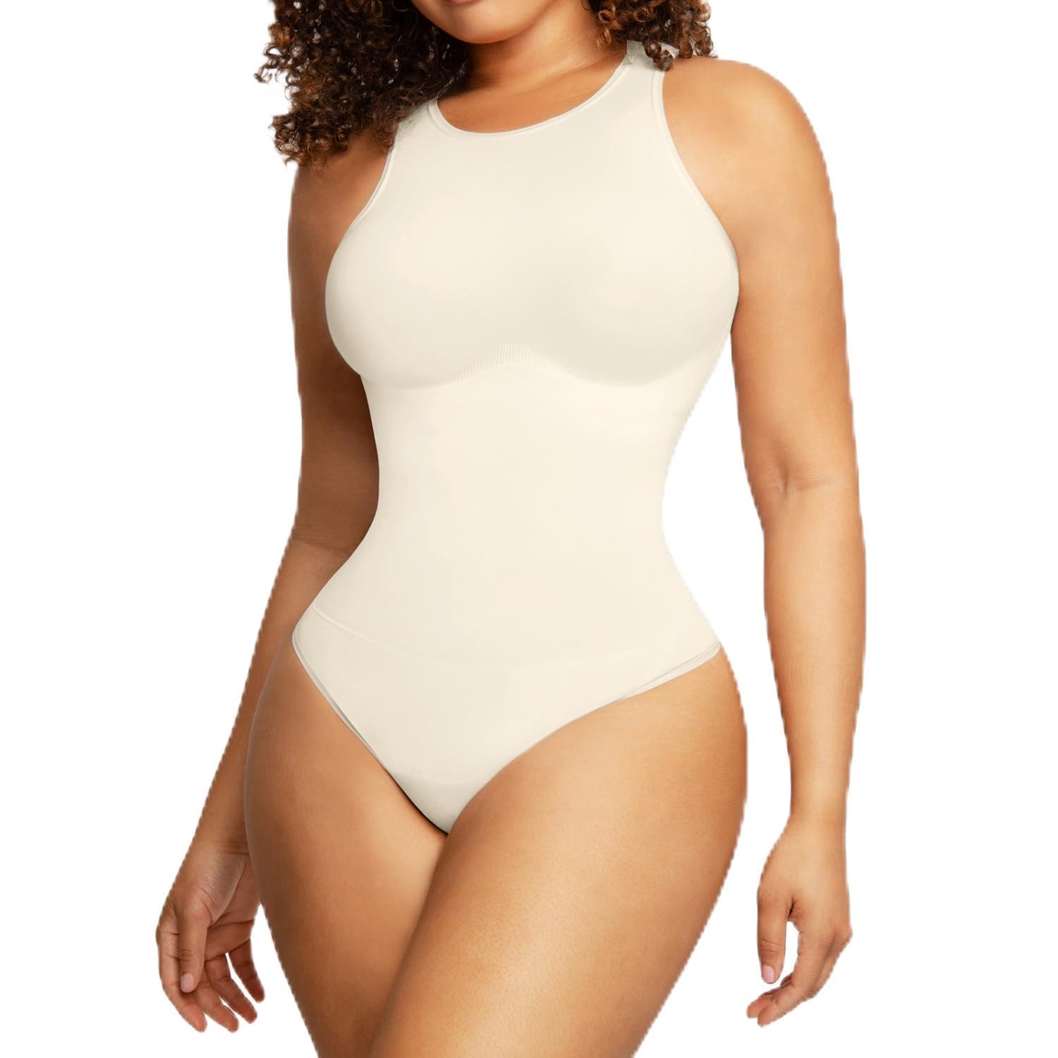 SOUL EXPRESSIONJenna | Seamless Sculpting Thong Bodysuit - High Neck Sleeveless