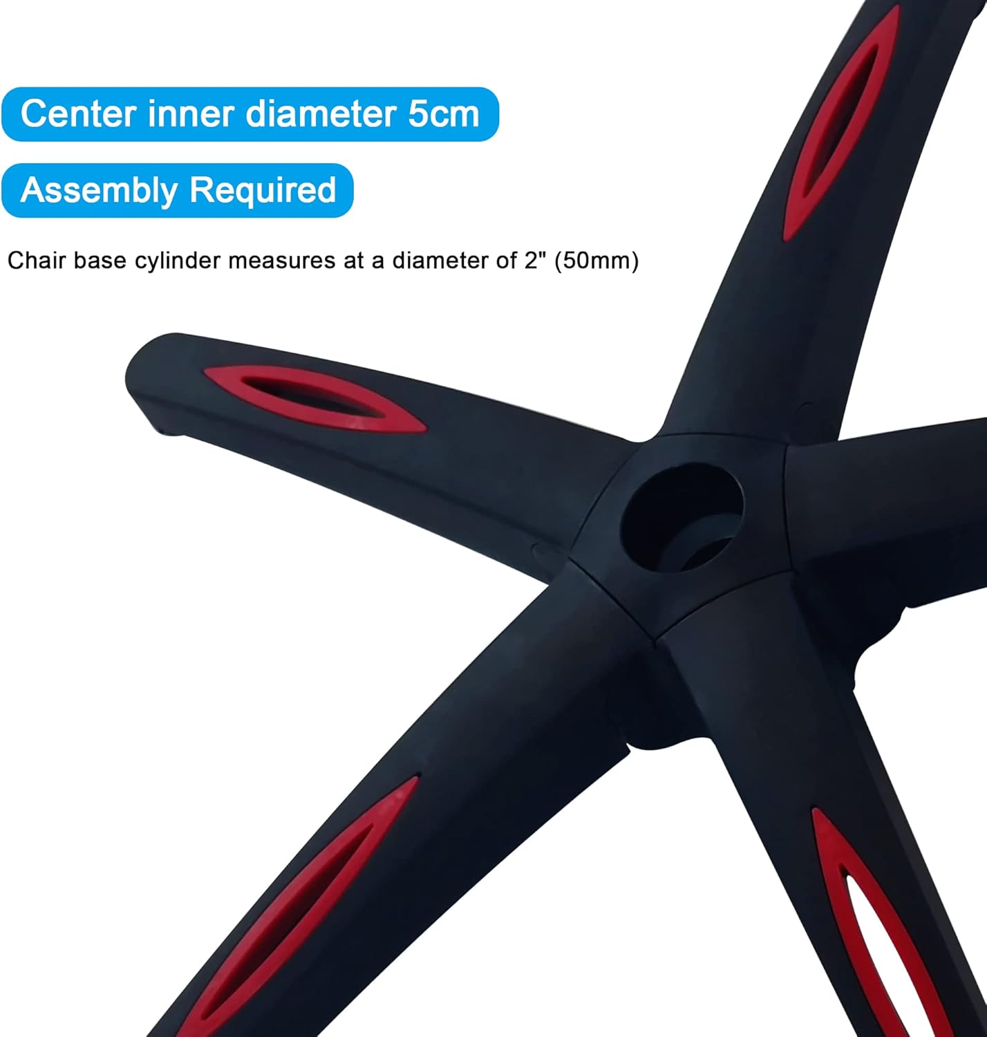 Frassie 28 inch Nylon Gaming Chair Base with 5 Casters, Heavy Duty Boss Office Chair Base Part Replacement (Red)