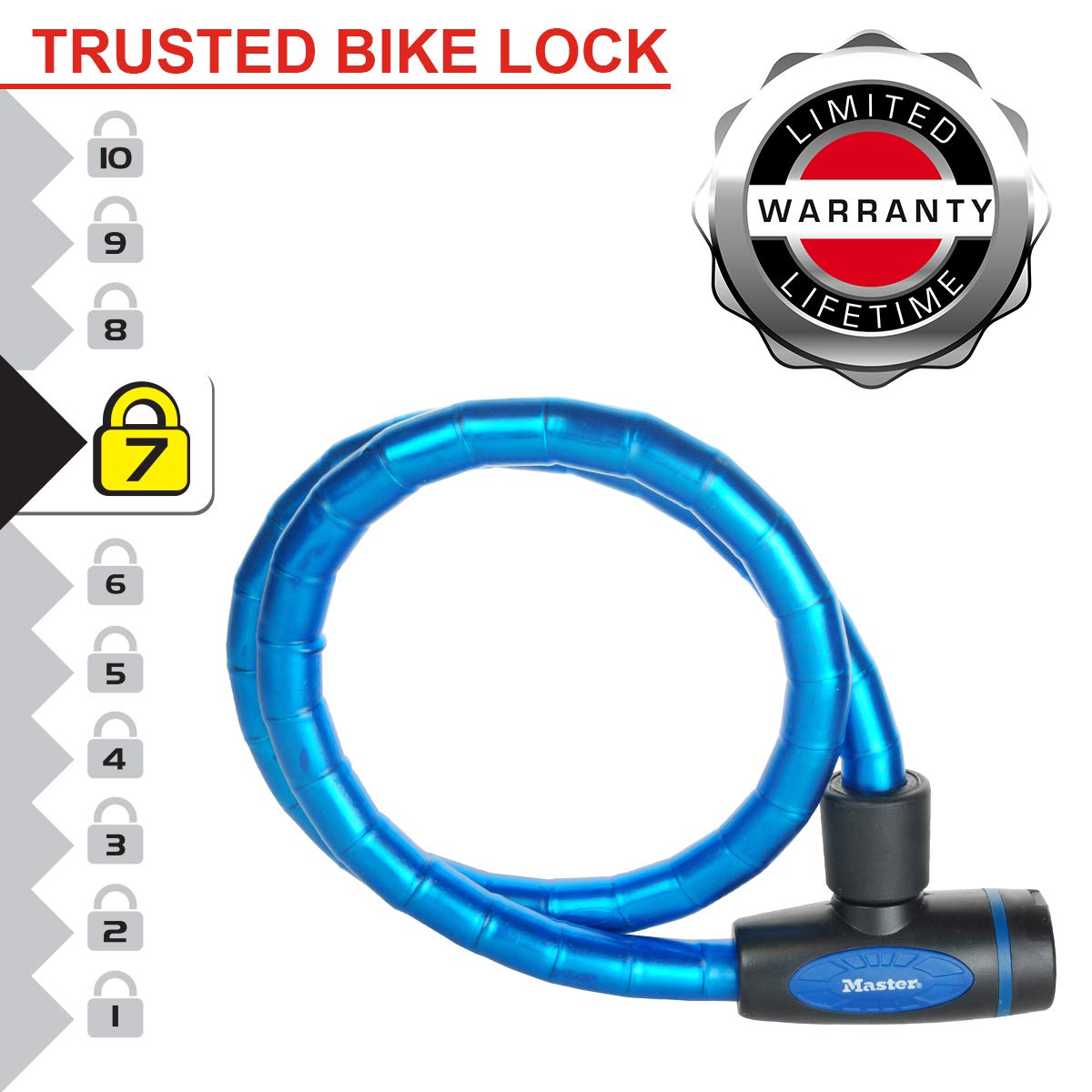Master Lock Fahrradkabelschloss Mit Schlüssel – 1,8 M Stahlkabel, Wetterfest, Zufällige Farbe, Ideal Für Fahrräder & Kinderwagen Master Lock Fahrradkabelschloss Mit Schlüssel – 1,8 M Stahlkabel, Wetterfest, Zufällige Farbe, Ideal Für Fahrräder & Kinderwagen