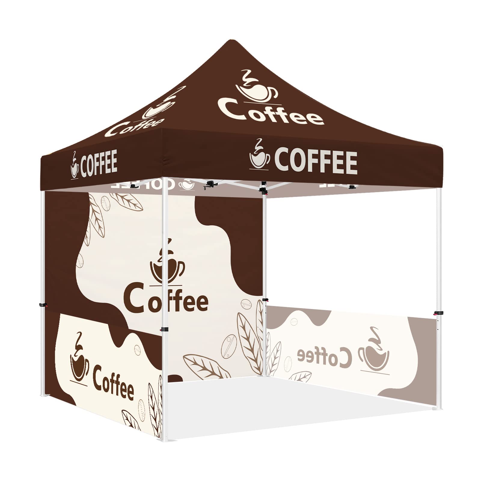 ABLEM8CANOPY 10x10 Custom Coffee Booth Tent with Logo, Heavy Duty Pop Up Canopy for Coffee Vendors, Farmers Markets, Festivals and Outdoor Events : Patio, Lawn & Garden