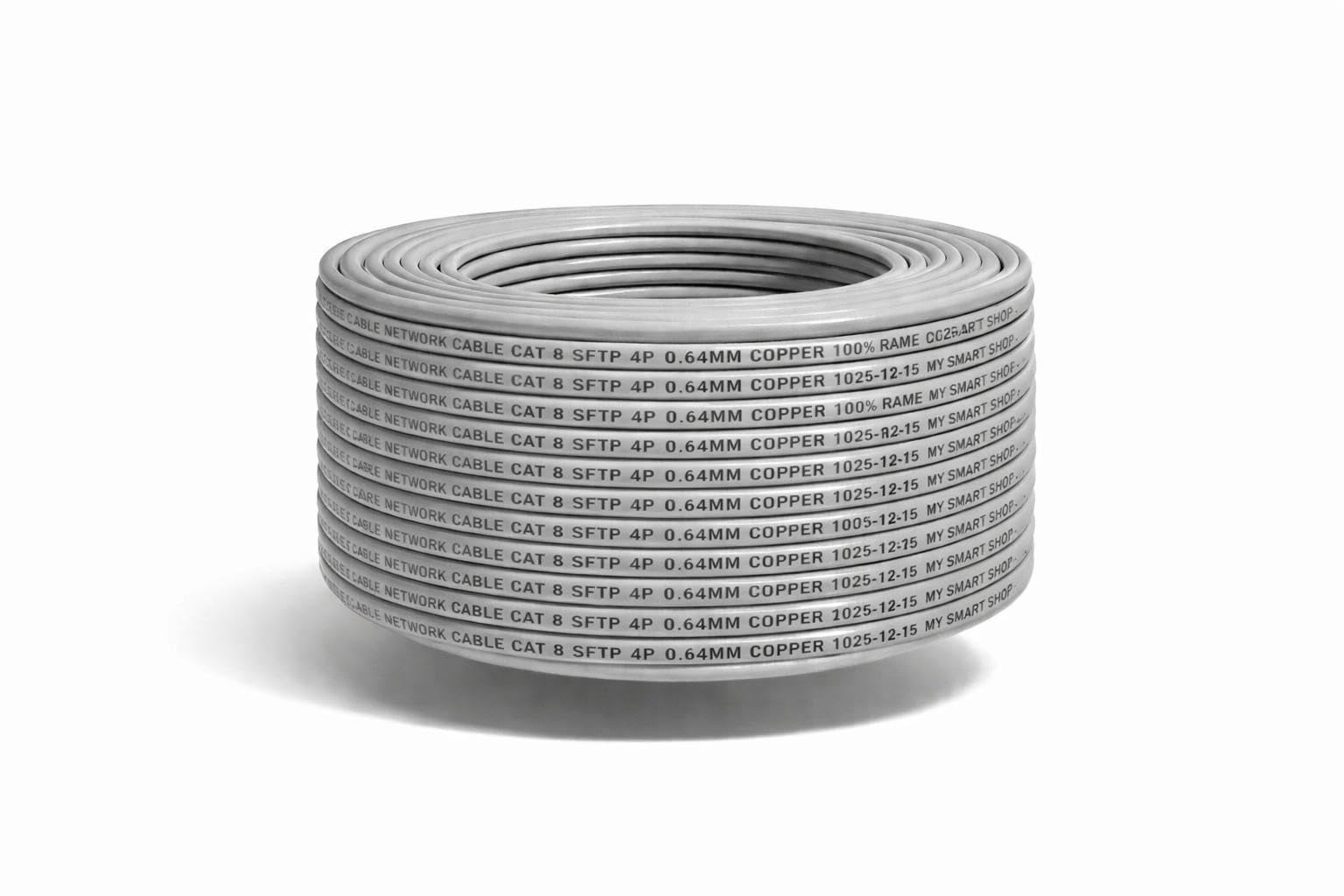 Cavo Ethernet CAT8 Schermato S/FTP 40 Gbps Cat 8, rame puro, cavo dati, PoE++ DOPPIA SCHERMATURA SFTP 100% RAME (100)