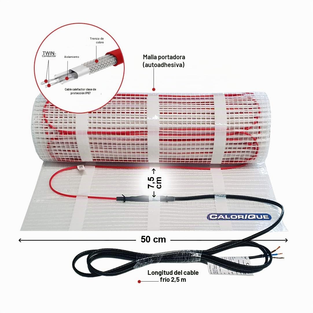 Estera De Cable De Calefacción Eléctrica - Diferentes Tamaños - 9,0m² - Calefacción Eficiente Por Suelo Radiante Eléctrico 200 W/m² - Tecnología TWIN - Fuentes De Energía Renovables