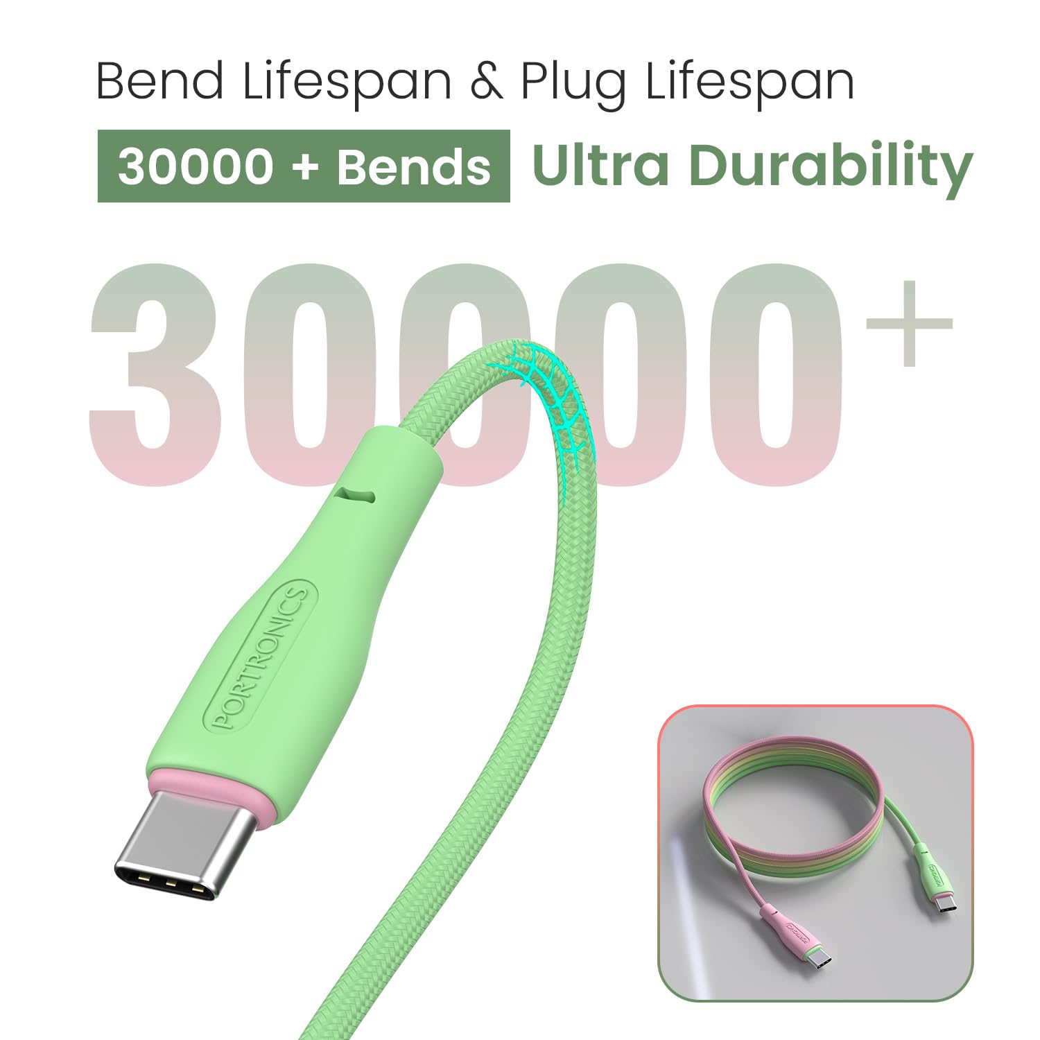 Portronics HUE X - C To C Cable PVC 1m 60W