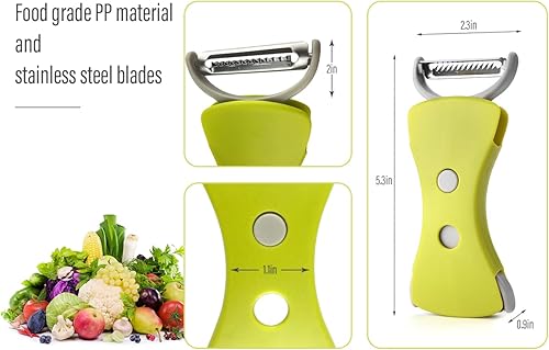 Miniatura 2 de Vegetal, pelador de frutas, pelador Julienne retráctil 2 en 1, cabezal de doble hoja de acero inoxidable que se puede triturar, conversión pelada