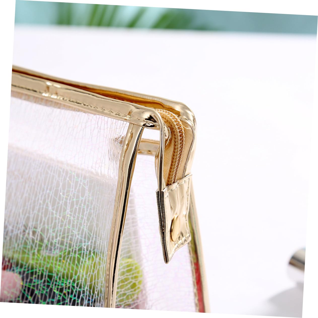Borsa Makeup Trasparente Tpu Zip, Set da 3 Pezzi per Donna | Organizzazione per Cosmetici e Toilette, Formato Portatile, Uso Camping e Casa