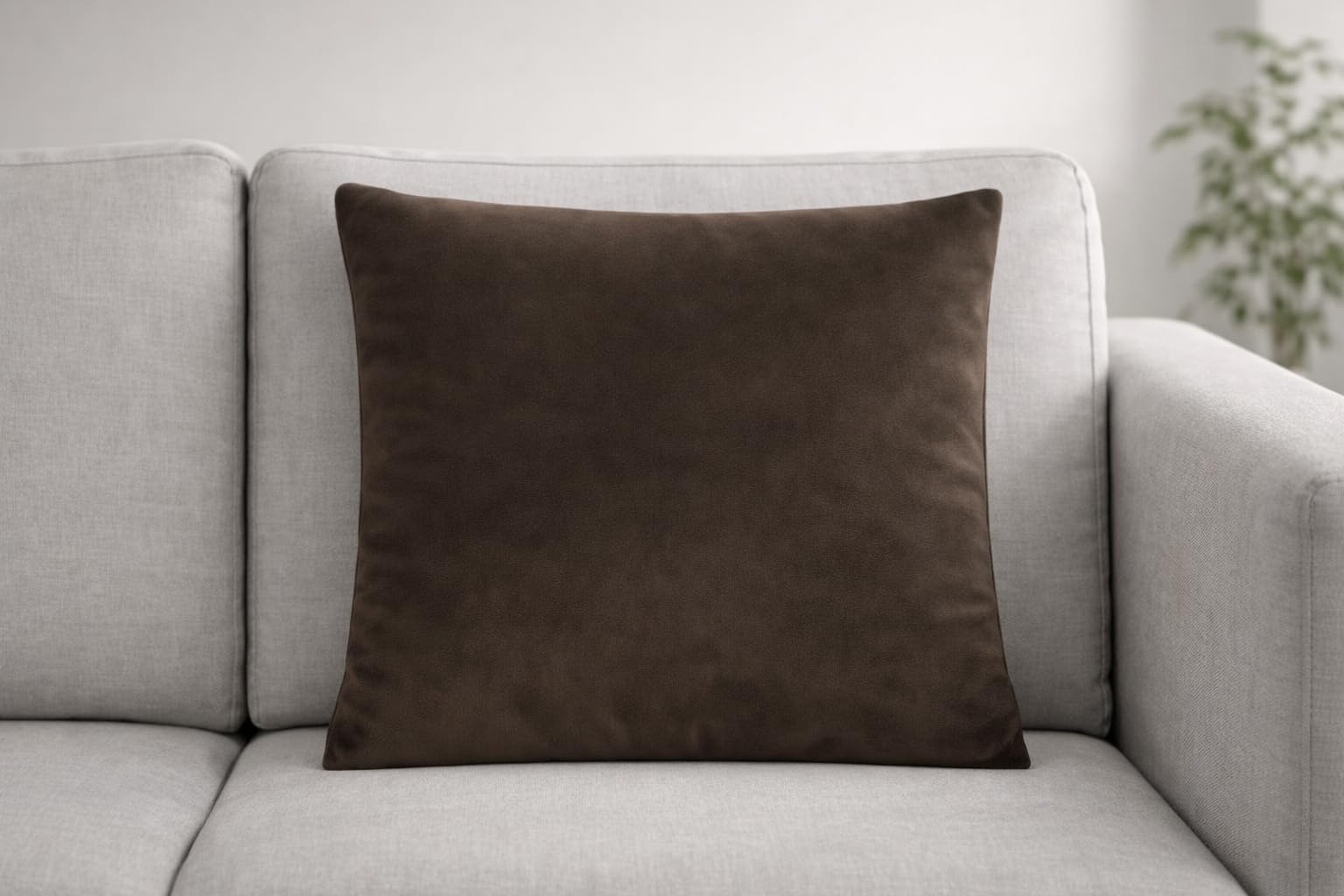 Seechoo Velvet Cushion Covers Pack of 2, Large 55x55cm (22x22 Inch), Soft Luxury Velvet Sofa Cushion Covers, Decorative Throw Pillow Covers for Living Room Bedroom (Brown) — image 1
