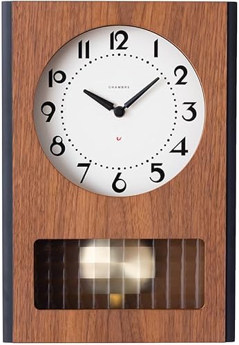 Miniatura 8 de Reloj de pared con péndulo, reloj de escritorio japonés hecho a mano con madera maciza de haya, roble y nogal, sin tictac, funciona con pilas,