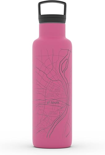 Miniatura 206 de Well Told Botella de agua aislada con mapa de Washington DC grabado, botella de acero inoxidable grabada (21 onzas, blanco) botella aislada de mapa