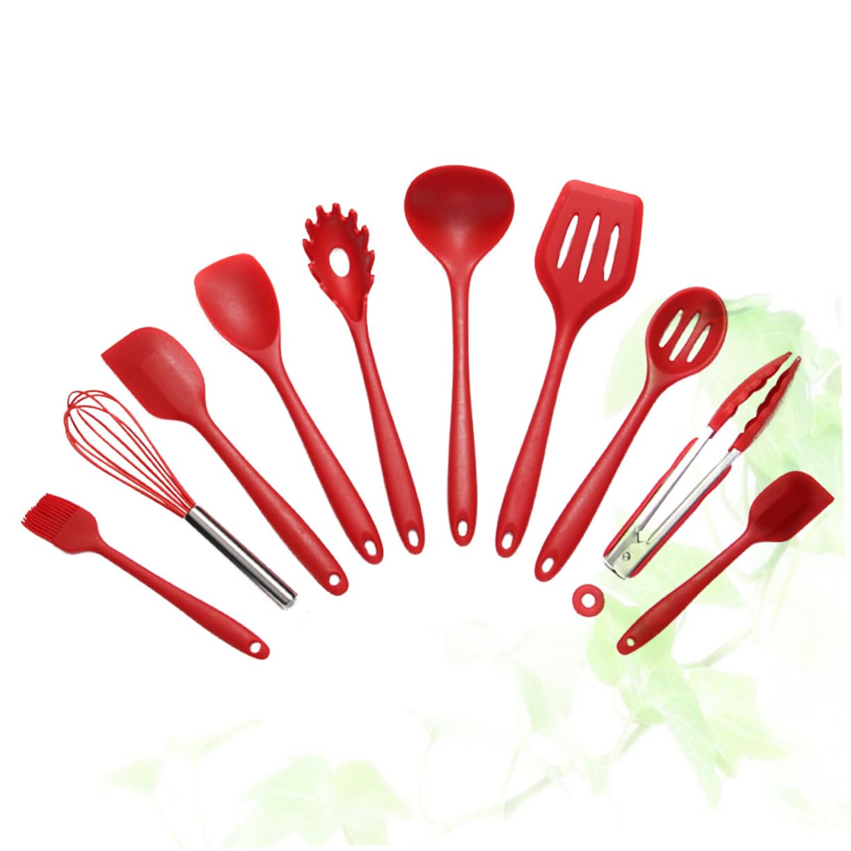 Set Utensili Cucina in Silicone Rosso 10 Pezzi Antiaderente