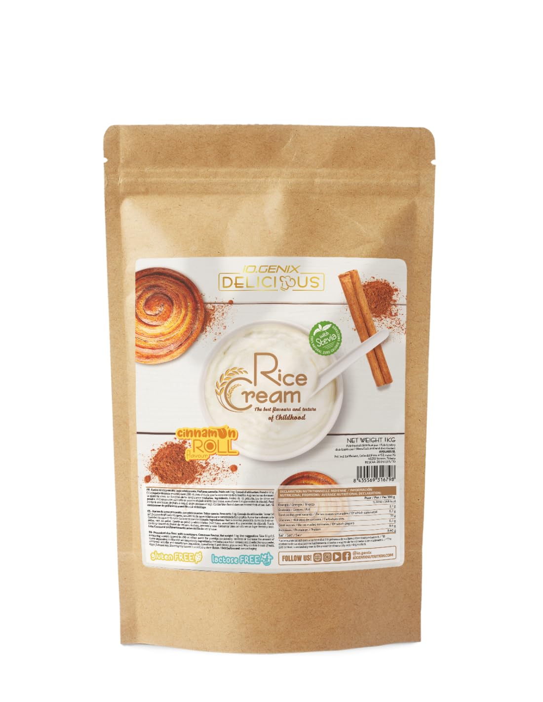 iO.GENIX - Crema de Arroz | 1 kg | Harina de Arroz Precocida | Fuente de Energia | Buena Digestibilidad (White Choco Rings) — view 14