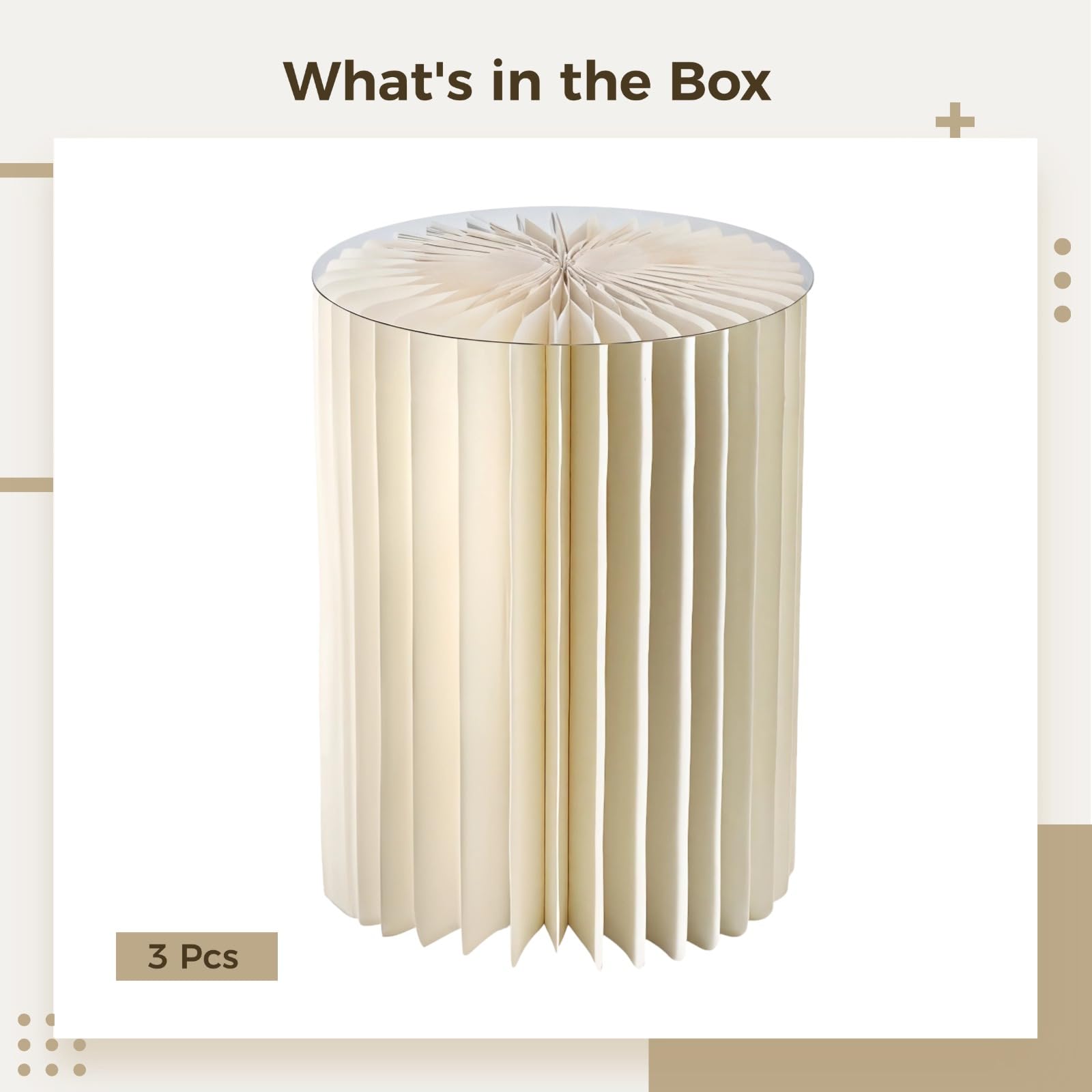 Générique Lot de 3 présentoirs à gâteaux cylindriques pliables, colonnes d’exposition pour desserts, socles pour mariages et événements, papier kraft avec panneaux en PVC, 12 × 16 pouces