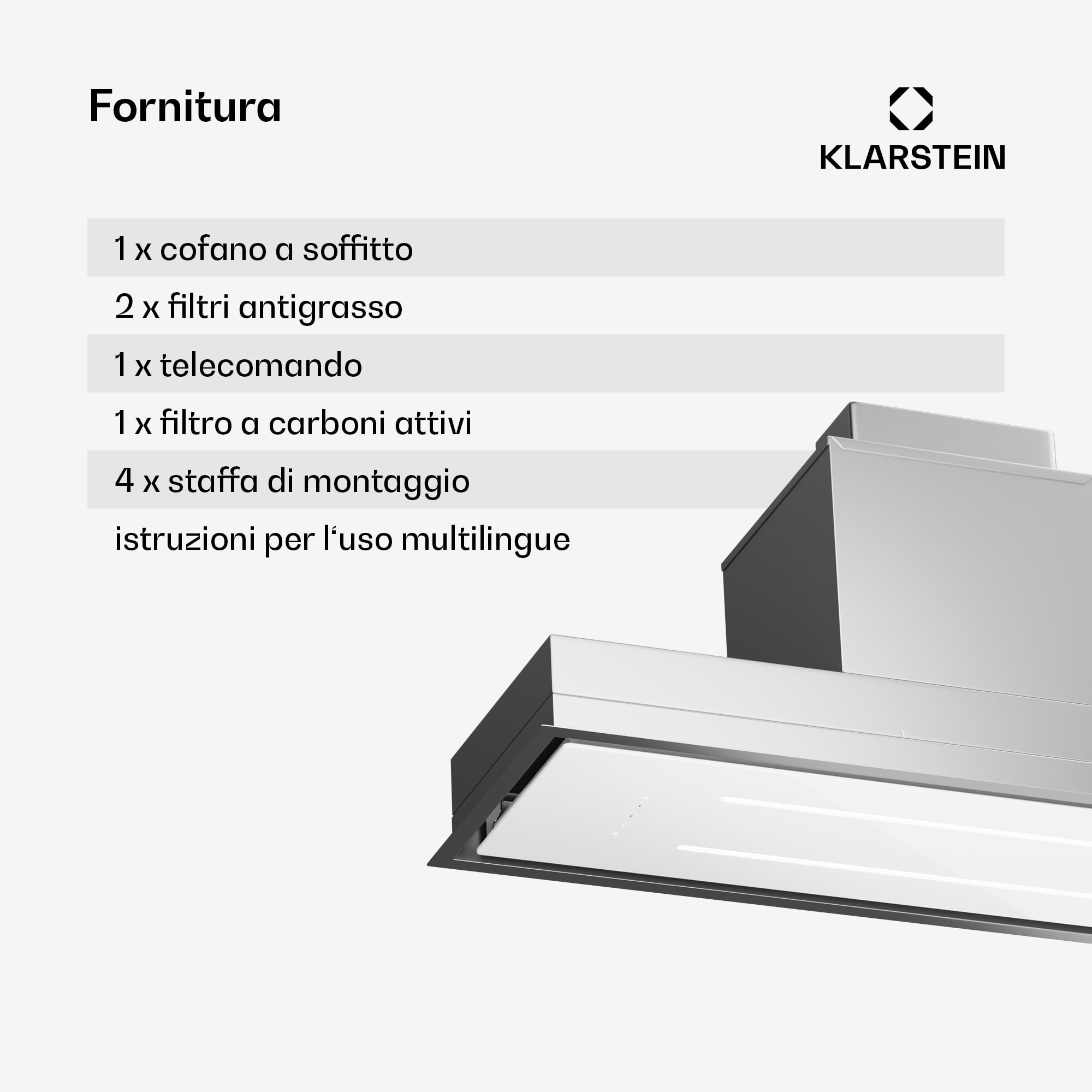 Klarstein - Cappa aspirante con filtro d’alluminio lavabile in lavastoviglie, silenziosa a scarico, 410 m³/ora di flusso d’aria, efficienti cappe a parete con LED & controlli touch