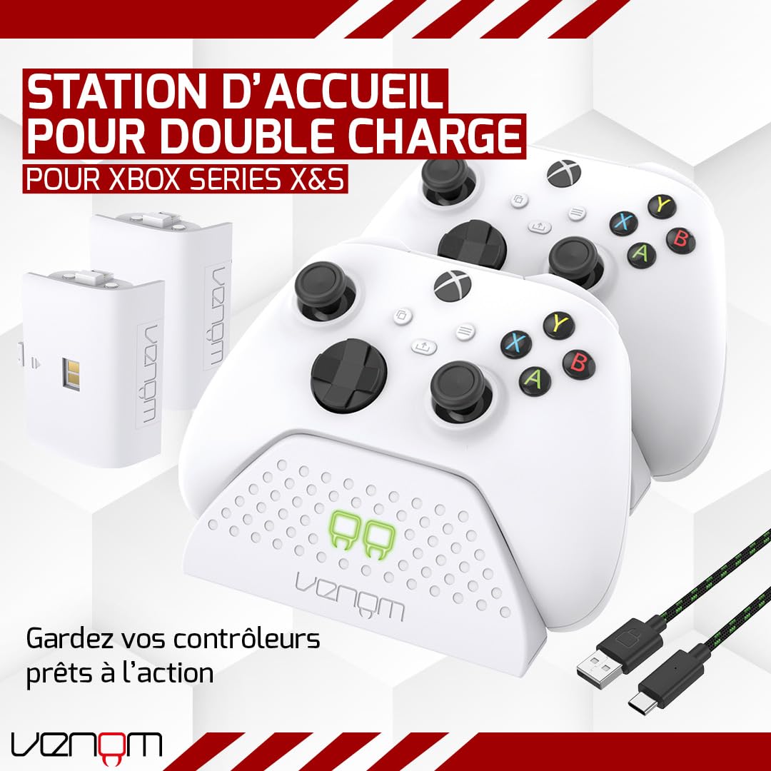 Venom Twin Charging Dock with 2 x Rechargeable Battery Packs - White (Xbox Series X & S/Xbox One)