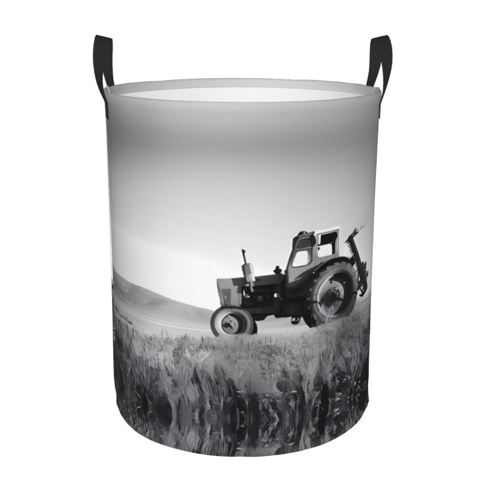 S Circular Hamper Tractor Agriculture Tranquil Print for Dirty Clothes