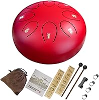 Vista 6 de REGIS Tambor metálico de lengüetas, de acero, 6 pulgadas, 8 notas musicales, instrumento de percusión, tambor de lluvia para exteriores, regalo